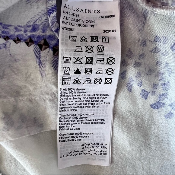 AllSaints Fay Tajpur Shirt Dress Blue and White Size 6 - Picture 11 of 12
